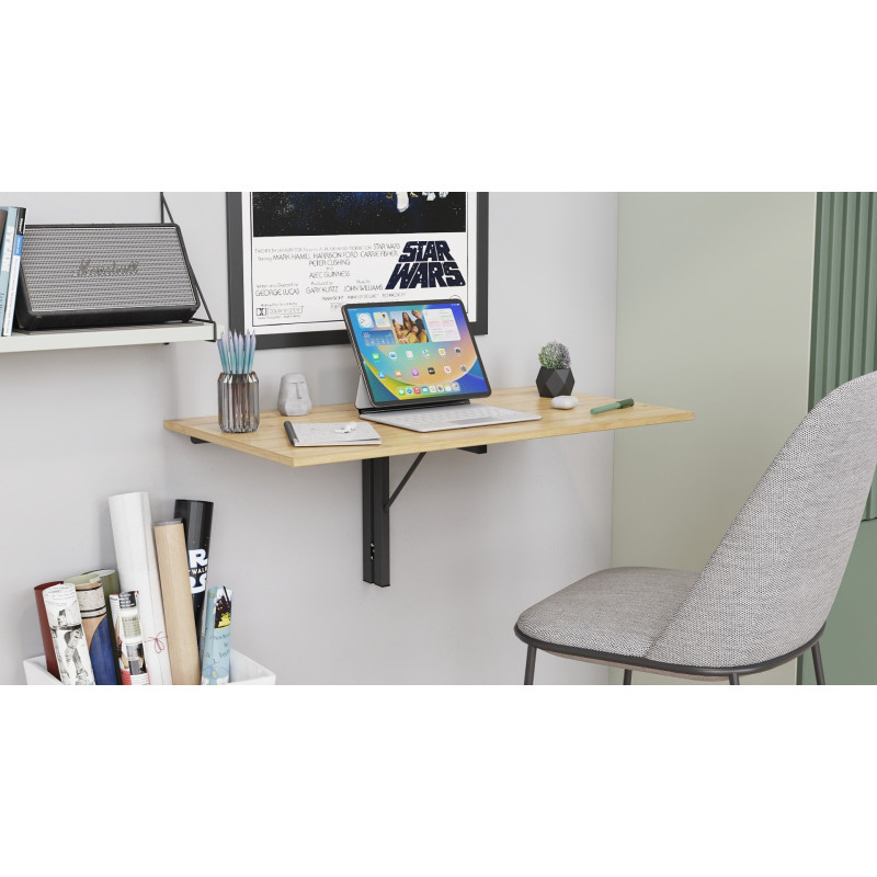 Обеденный стол-трансформер Ника настенный Ferrum-decor 420x900x500 Черный металл ДСП Дуб Артизан 16 мм (FRD-105169)