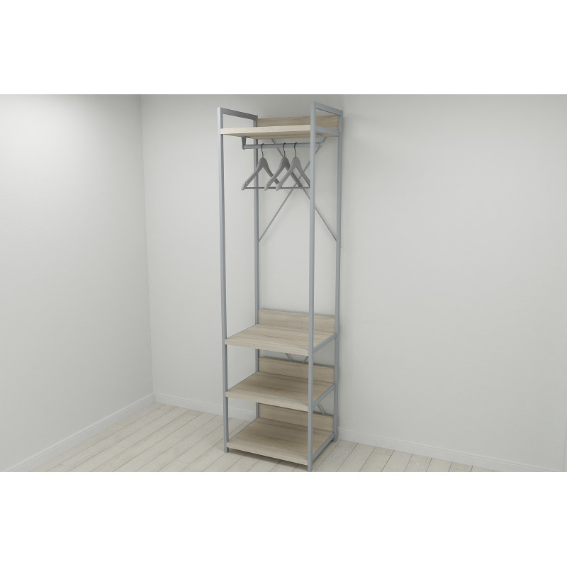 Шафа Гардероб Уні секція 3 серії Конект Ferrum-decor 220x60x50см Сірий метал ДСП Дуб Сонома 32 мм (FRD-104529)