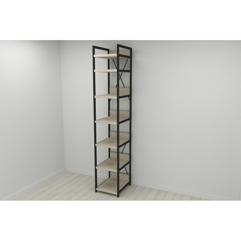 Шафа Гардероб Уні секція 4 серії Конект Ferrum-decor 220x40x50см Чорний метал ДСП Дуб Сонома 32 мм (FRD-104549)
