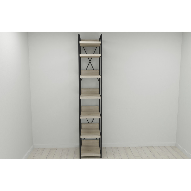 Шафа Гардероб Уні секція 4 серії Конект Ferrum-decor 220x40x50см Чорний метал ДСП Дуб Сонома 32 мм (FRD-104549)