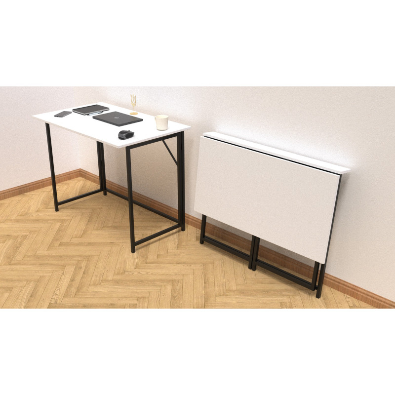 Стіл розкладний Моріс Ferrum-decor 750x1000x600 Чорний метал ДСП Біле 16 мм (FRD-104669)