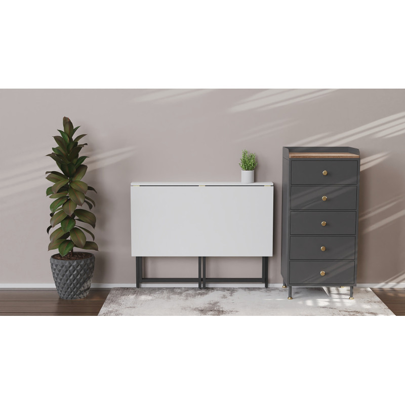 Стіл розкладний Моріс Ferrum-decor 750x1000x600 Чорний метал ДСП Біле 16 мм (FRD-104669)