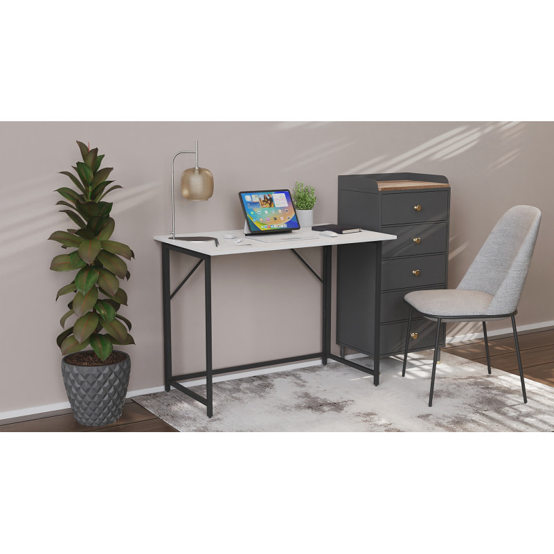 Стіл розкладний Моріс Ferrum-decor 750x1000x600 Чорний метал ДСП Біле 16 мм (FRD-104669)