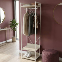 Шкаф Гардероб Уни секция 1 серии Конект Ferrum-decor 220x60x50см Белый металл ДСП Дуб Сонома 32 мм (FRD-104509)