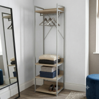 Шафа Гардероб Уні секція 3 серії Конект Ferrum-decor 220x60x50см Сірий метал ДСП Дуб Сонома 32 мм (FRD-104529)