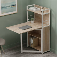 Стол книжка с этажеркой Практик 1 Ferrum-decor 1200x640x990 Белый металл ДСП Дуб Сан-Марино 16 мм (FRD-104619)