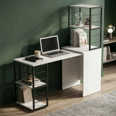Стол-тумба трансформер Смарт 3/1 с этажеркой Ferrum-decor 1430x1450x500 Черный металл ДСП Белое 16 мм (FRD-105109)