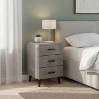 Тумба Віва 3 на конусних ніжках Ferrum-decor 56,5x35x40 Чорний метал ДСП Бетон 16 мм (FRD-106817)