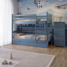 Двоярусне дитяче ліжко Mebigrand Бай-Бай Сіро-синій (S7010R90B) 90х190 см з ящиками (MBG-15518)