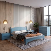 Двоспальне дерев'яне ліжко Mebigrand Мангеттен Н Сіро-синій (S7010R90B) 180х200 см (MBG-3462)
