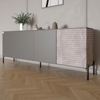 Комод в гостиную на черных металлических ножках LION Грей 204x38x76,5 см Антрацит/Камень (LION-042606)