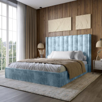 Двуспальная кровать с подъемным механизмом LION Нино 180x200 см SILK 501 (Небесно-голубой) (LION-045033)