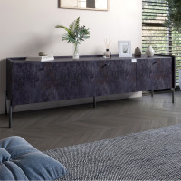 Тумба под телевизор на 3 ящика LION Wood с черными ножками 180x50x40 см Бетон темный (LION-043095)