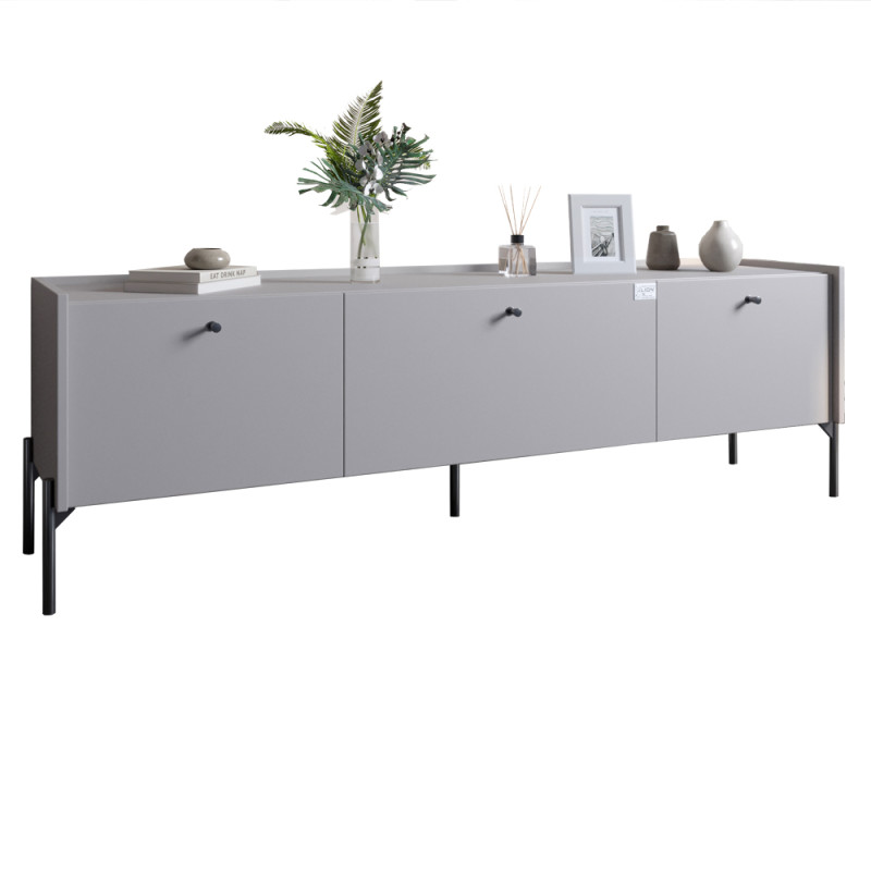Тумба под телевизор на 3 ящика LION Wood с черными ножками 180x50x40 см Кашемир (LION-043141)