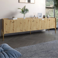 Тумба под телевизор на 3 ящика LION Wood с золотыми ножками 180x50x40 см Дуб Артизан (LION-042992)