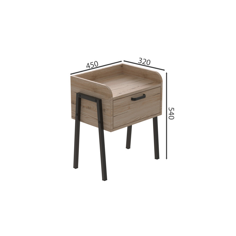 Тумба модульна Ferrum-decor Бетті 540x450x320 метал Чорний ДСП Дуб Сан-Марино 16 мм (FRD-105508)