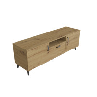Тумба Лестер на конусних ніжках Ferrum-decor 48x139x38 Чорний метал ДСП Дуб Артизан 16 мм (FRD-106808)