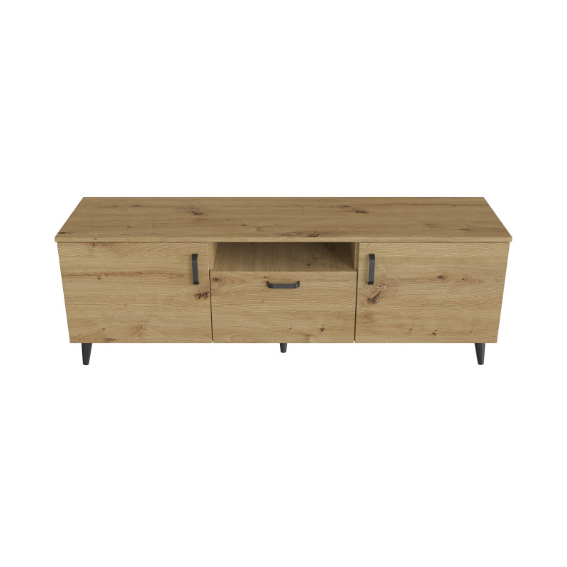Тумба Лестер на конусних ніжках Ferrum-decor 48x139x38 Чорний метал ДСП Дуб Артизан 16 мм (FRD-106808)