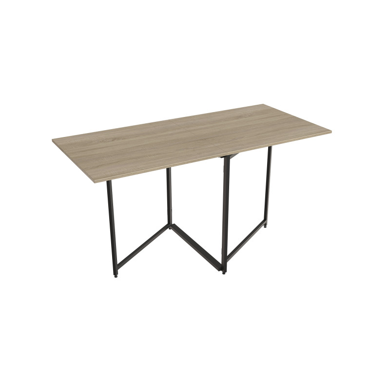 Стол трансформер книга Панама Ferrum-decor 75x148x68 Черный металл ДСП Дуб Сонома 16 мм (FRD-106828)