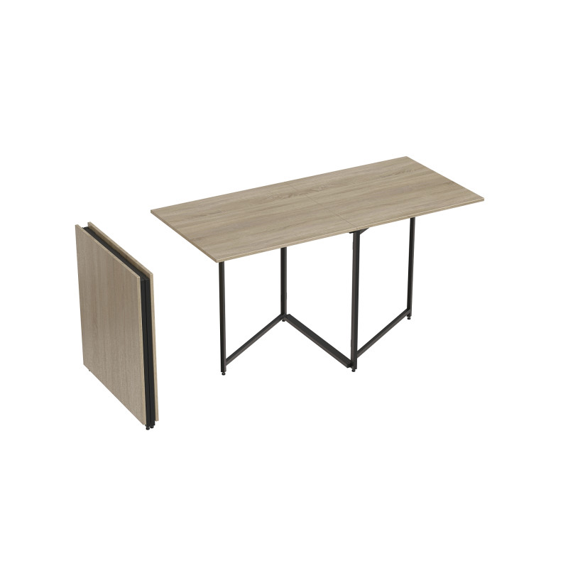 Стол трансформер книга Панама Ferrum-decor 75x148x68 Черный металл ДСП Дуб Сонома 16 мм (FRD-106828)