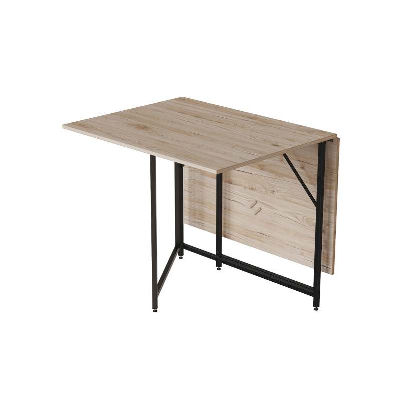 Стол трансформер книжка Вуди Ferrum-decor 75x130x90 Черный металл ДСП Дуб Сан-Марино 16 мм (FRD-106748)