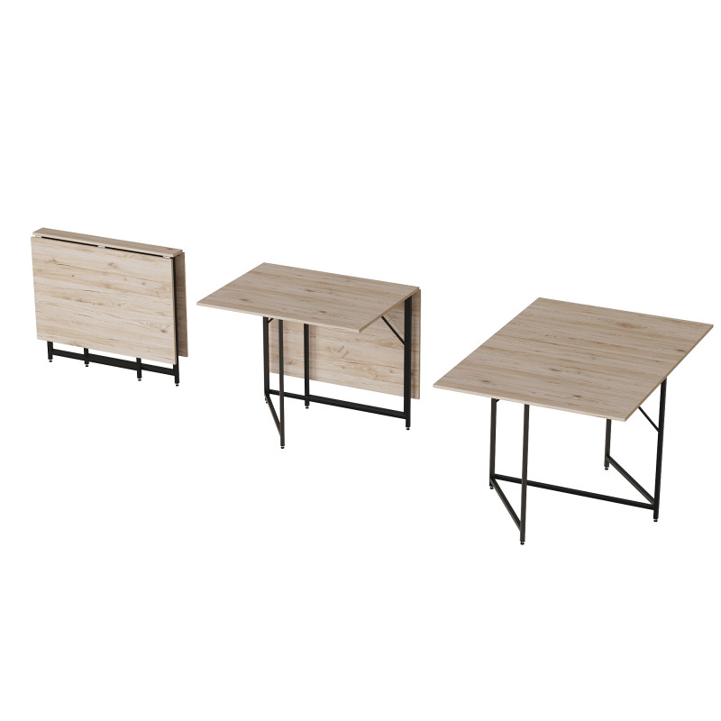 Стол трансформер книжка Вуди Ferrum-decor 75x130x90 Черный металл ДСП Дуб Сан-Марино 16 мм (FRD-106748)