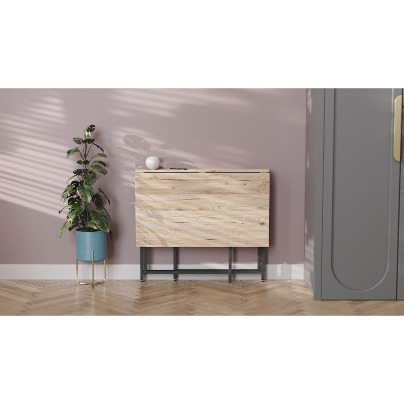 Стол трансформер книжка Вуди Ferrum-decor 75x130x90 Черный металл ДСП Дуб Сан-Марино 16 мм (FRD-106748)