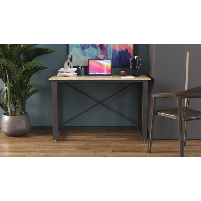 Письмовий стіл Ferrum-decor Драйв 750x1000x600 Чорний метал ДСП Дуб Сонома 16 мм (FRD-103090)