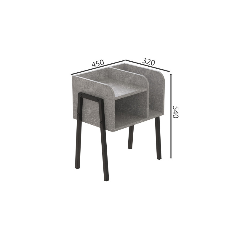 Тумба модульна Ferrum-decor Амелі 540x450x320 метал Чорний ДСП Бетон 16 мм (FRD-103010)
