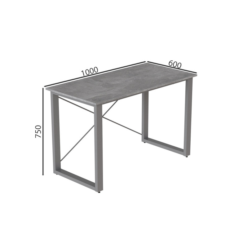 Письмовий стіл Ferrum-decor Драйв 750x1000x600 Сірий метал ДСП Бетон 16 мм (FRD-103100)