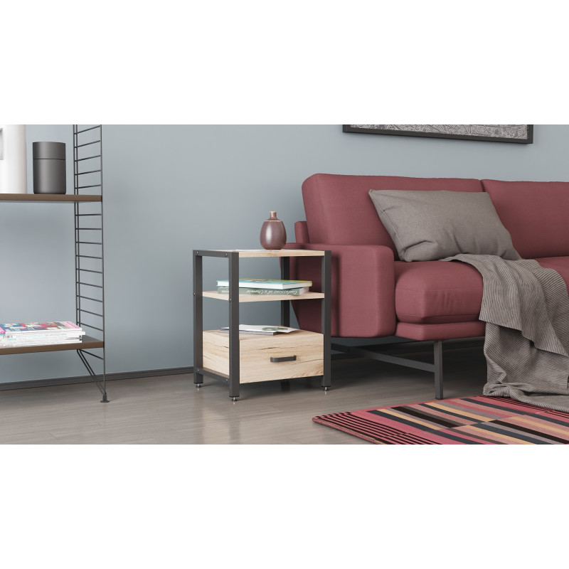 Тумба універсальна Ferrum-decor Вів'єн 1/1 50x41x40 чорний ДСП Дуб Сан-Марино 16мм (FRD-104140)