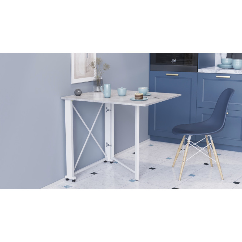Стол-книжка трансформер Орион 1 Ferrum-decor 750x810x730 Белый металл ДСП Бетон 16 мм (FRD-104610)