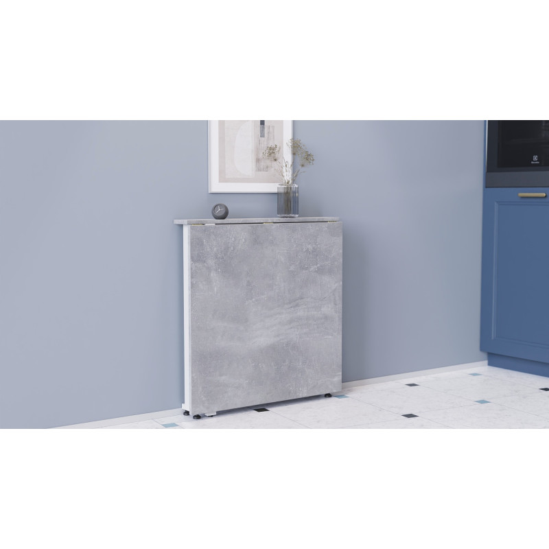 Стол-книжка трансформер Орион 1 Ferrum-decor 750x810x730 Белый металл ДСП Бетон 16 мм (FRD-104610)