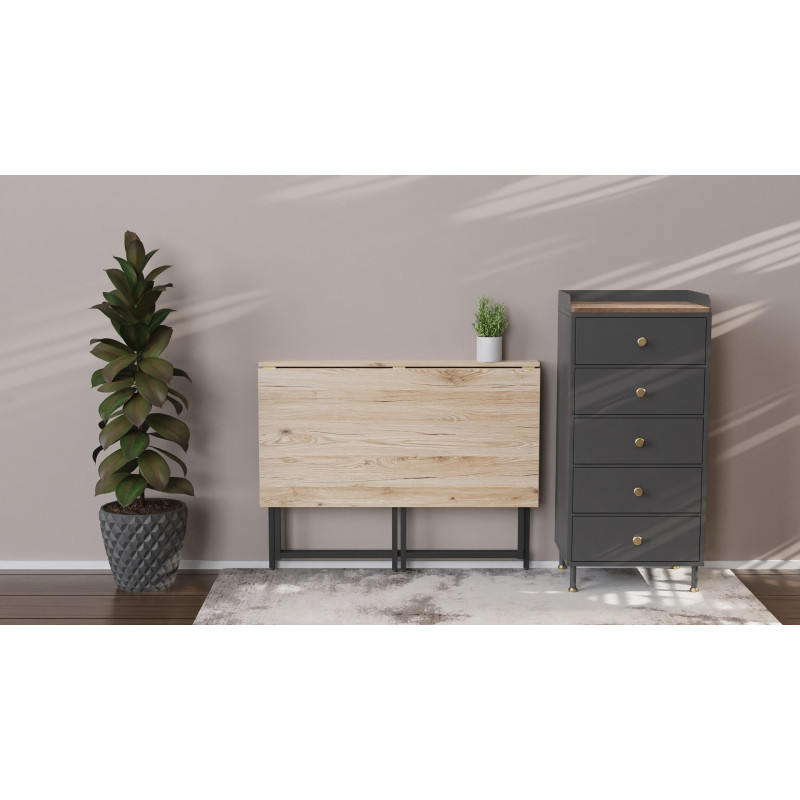 Стіл розкладний Моріс Ferrum-decor 750x1000x600 Чорний метал ДСП Дуб Сан-Марино 16 мм (FRD-104670)