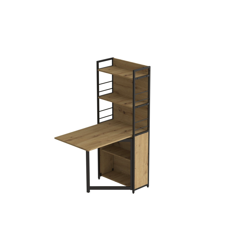 Стіл книжка з етажеркою Практик 2 Ferrum-decor 1555x640x990 Чорний метал ДСП Дуб Артизан 16 мм (FRD-104630)