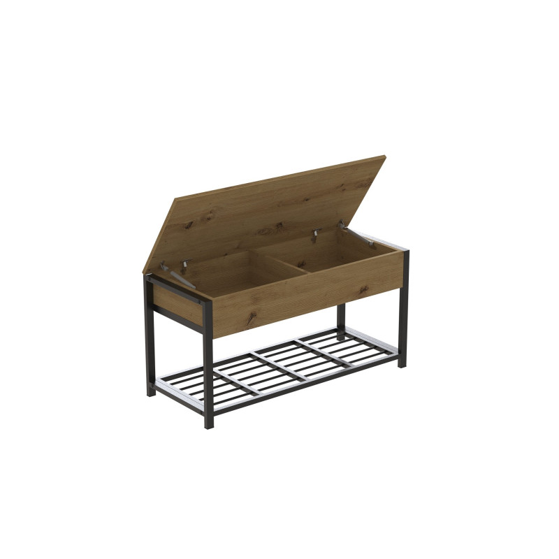 Банкетка с ящиком Ferrum-decor Дрейк 1 550x1000x400 металл Черный ДСП Дуб Артизан 16 мм (FRD-103050)