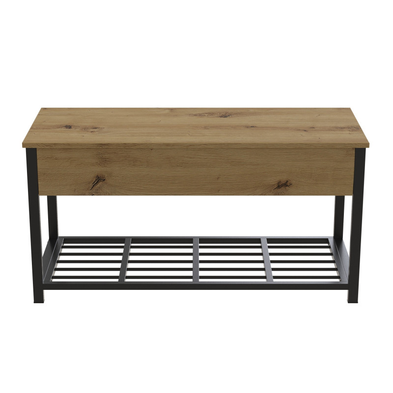 Банкетка с ящиком Ferrum-decor Дрейк 1 550x1000x400 металл Черный ДСП Дуб Артизан 16 мм (FRD-103050)
