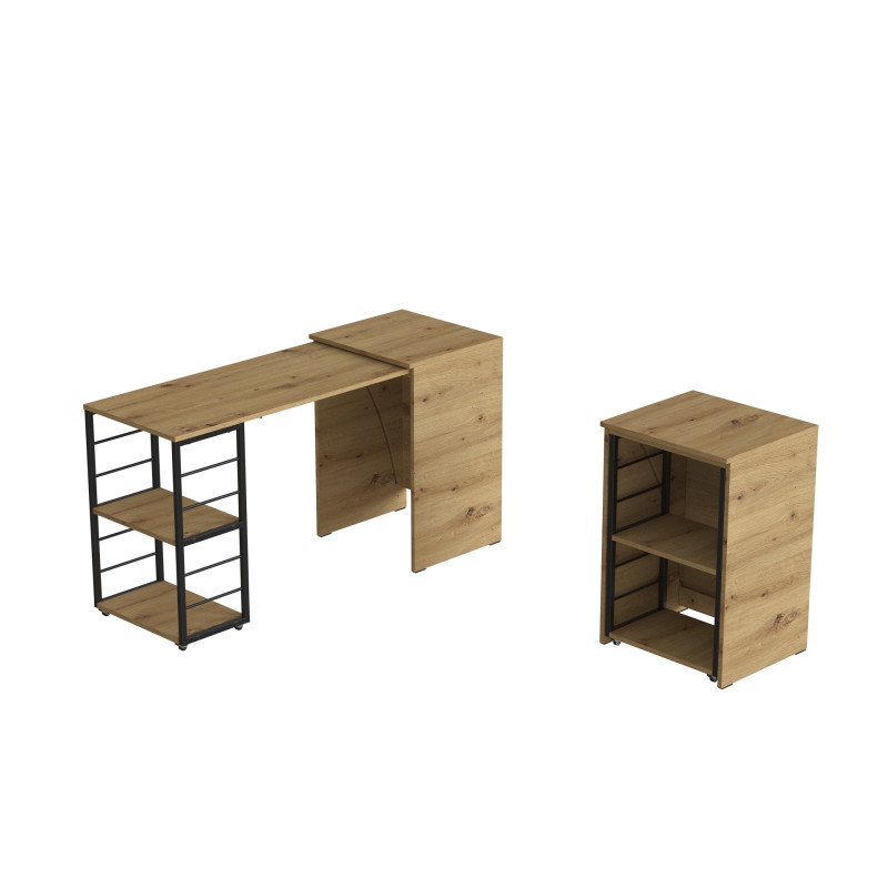 Стол-тумба трансформер Смарт 2/1 Ferrum-decor 750x1450x500 Черный металл ДСП Дуб Артизан 16 мм (FRD-105100)