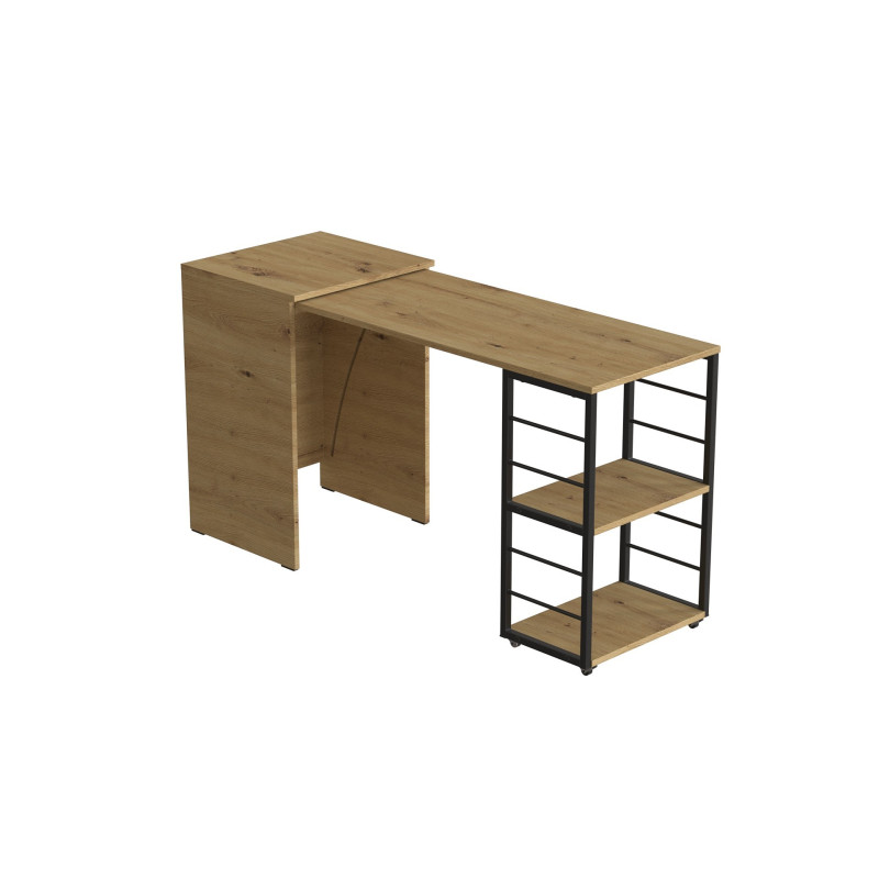 Стол-тумба трансформер Смарт 2/1 Ferrum-decor 750x1450x500 Черный металл ДСП Дуб Артизан 16 мм (FRD-105100)