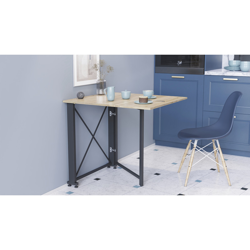 Стол-книжка трансформер Орион 1 Ferrum-decor 750x810x730 Черный металл ДСП Дуб Сонома 16 мм (FRD-104600)
