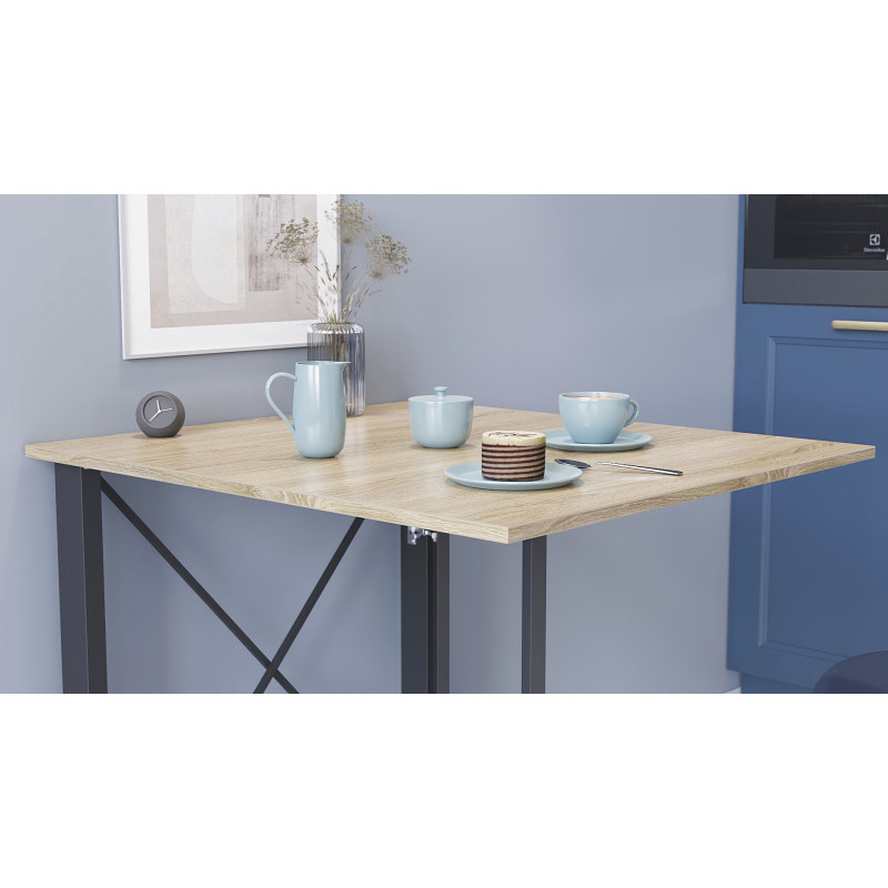 Стол-книжка трансформер Орион 1 Ferrum-decor 750x810x730 Черный металл ДСП Дуб Сонома 16 мм (FRD-104600)