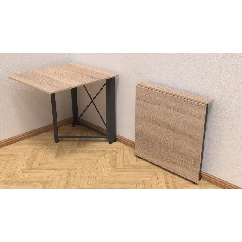 Стол-книжка трансформер Орион 1 Ferrum-decor 750x810x730 Черный металл ДСП Дуб Сонома 16 мм (FRD-104600)