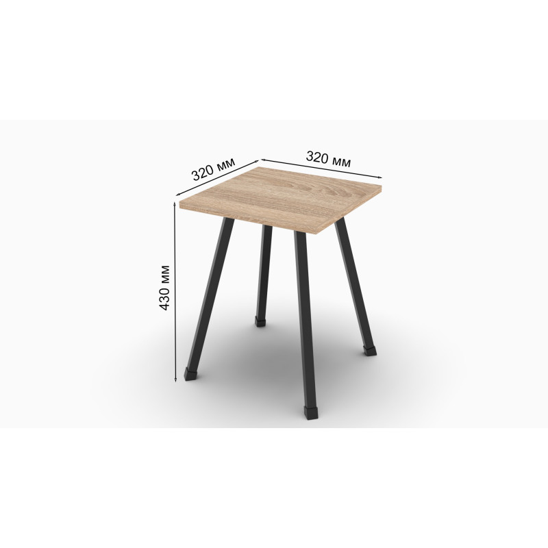 Табурет кухонный Ferrum-decor 430x320x320 Черный металл ДСП Дуб Сонома 16 мм (FRD-104640)