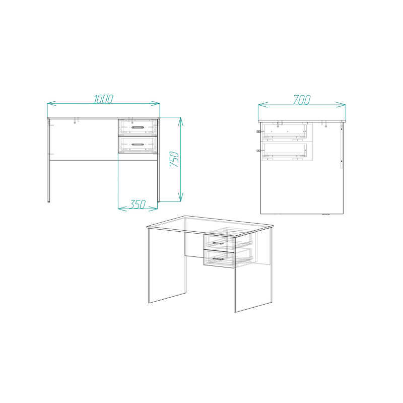 Стіл комп'ютерний Вінсент Ferrum-decor 750x1000x700 ДСП Біле 16 мм (FRD-104800)