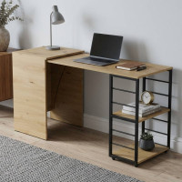 Стол-тумба трансформер Смарт 2/1 Ferrum-decor 750x1450x500 Черный металл ДСП Дуб Артизан 16 мм (FRD-105100)