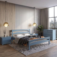 Полуторне дерев'яне ліжко Mebigrand Чикаго Сіті Сіро-синій (S7010R90B) 120х190 см (MBG-9916)