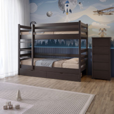 Двоярусне дитяче ліжко Mebigrand Соня Венге 80х190 см з ящиками (MBG-15207)