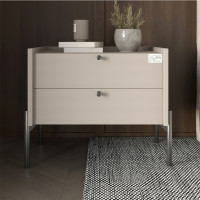Прикроватная тумба LION Wood с двумя ящиками Кашемир (черные ножки) (LION-041356) ТОП