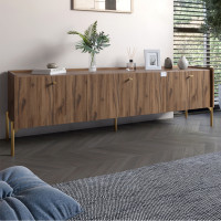 Тумба під телевізор на 3 шухляди LION Wood з золотими ніжками 180x50x40 см Дуб Ліворно (LION-042993)