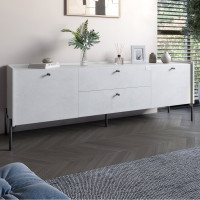 Тумба під телевізор з шухлядами LION Wood з чорними ніжками 160x40x65 см Бетон style (LION-043123)